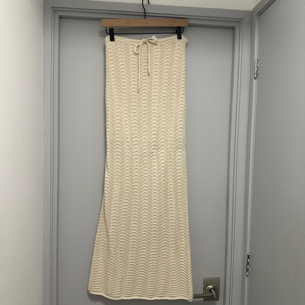 The Drop-Knit Maxi Skirt in Cream